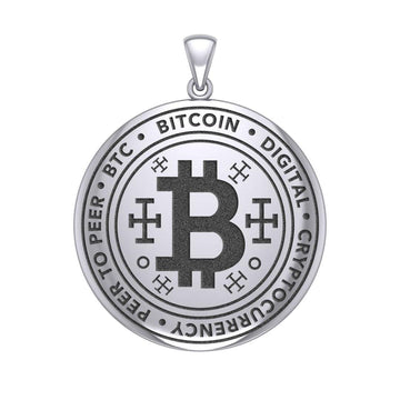 Bitcoin Sterling Silver Large Pendant TPD5862 - Jewelry